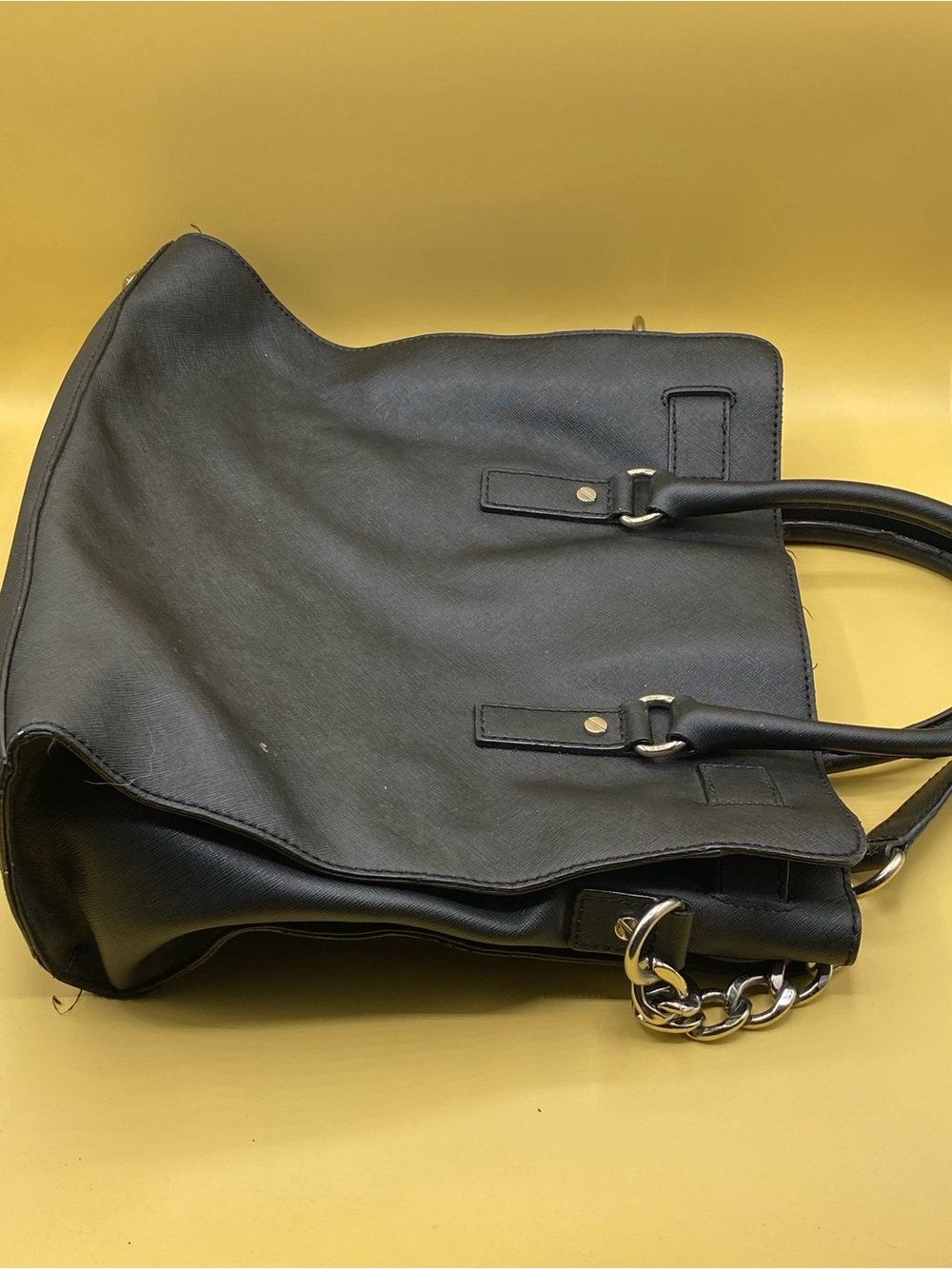 Michael Kors Black Leather Shoulder Tote with Gold Hardware - Picture 4 of 5